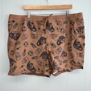 NWT Alpine Design Mens 5" Swim Shorts Brown Alligator Size XXL Trunks Boardshort